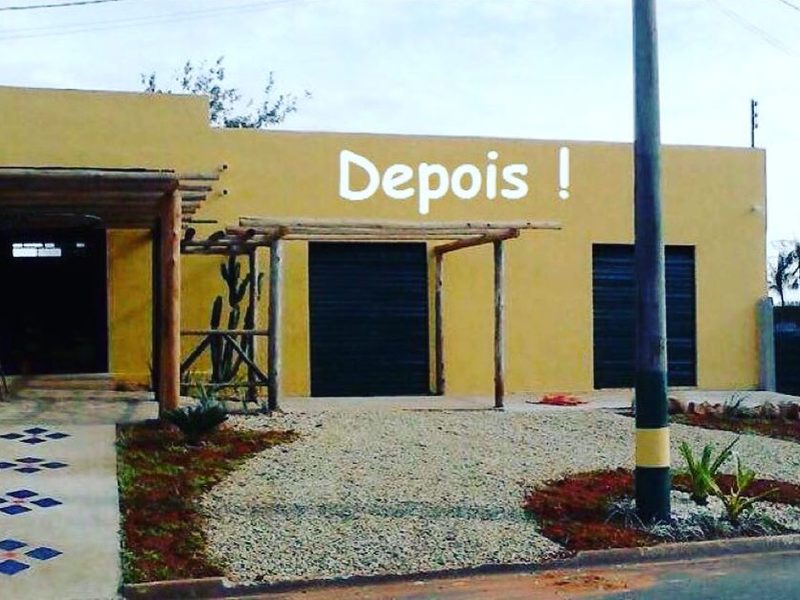 Paisagismo para áreas de lazer em Águas de Santa Bárbara: Depois: antes e depois de fachada comercial, por Greg Garden Paisagismo