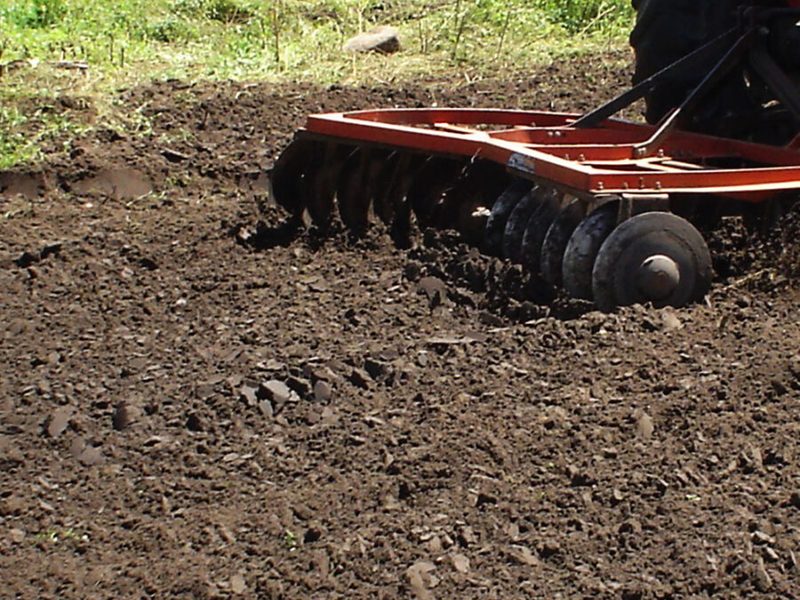 Venda de grama em Óleo: preparo do solo com grade para plantio de grama